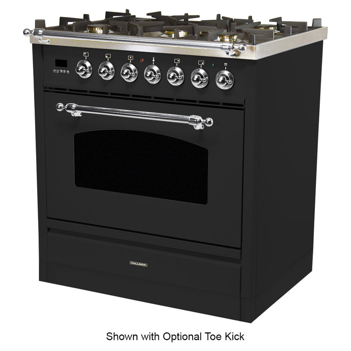 HALLMAN 30 in. Single Oven Dual Fuel Italian Range, Chrome Trim in Matte Graphite (HDFR30CMMG)