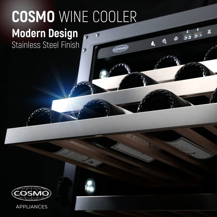 Cosmo 4-Piece Appliance Package - 30-Inch Dual Fuel Range, Dishwasher, Refrigerator and Wine Cooler in Stainless Steel (COS-4PKG-158)