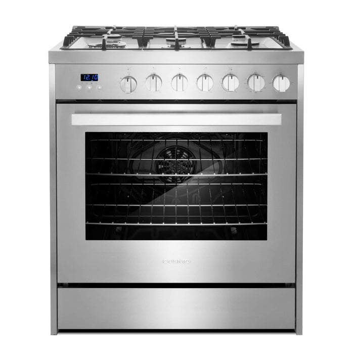 Cosmo 30-Inch 5.0 Cu. Ft. Single Oven Gas Range with 5 Burner Cooktop in Stainless Steel (COS-305AGC)