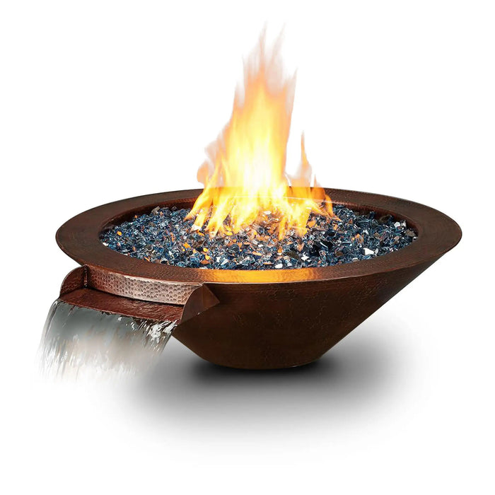 Cono Moreno 31" W Round Copper Fire and Water Bowl - MORENO-CONO-FW-3110 by Starfire Designs