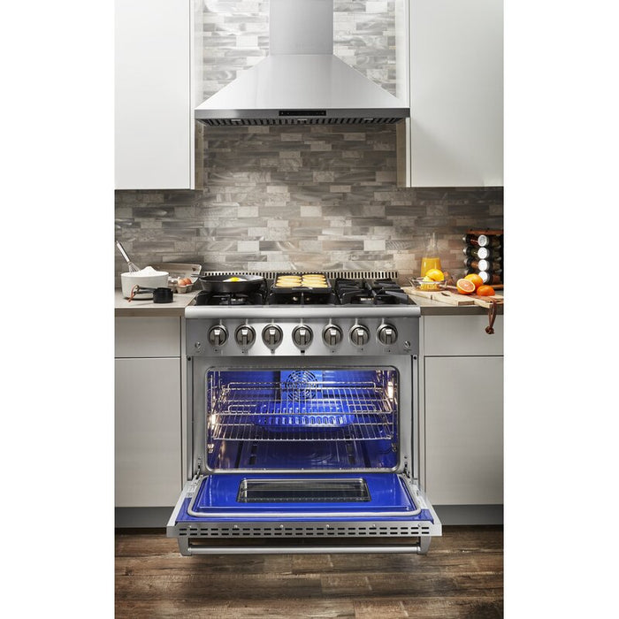 Thor Kitchen 36 in. Propane Gas Burner/Electric Oven Range in Stainless Steel, HRD3606ULP