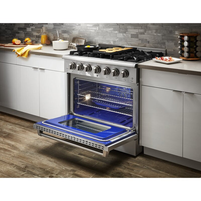 Thor Kitchen 36 in. Propane Gas Burner/Electric Oven Range in Stainless Steel, HRD3606ULP