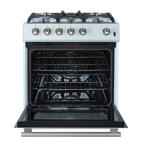 Forno Leonardo Espresso 30-Inch Gas Range in White with Stainless Steel Handle (FFSGS1116-30WHT)