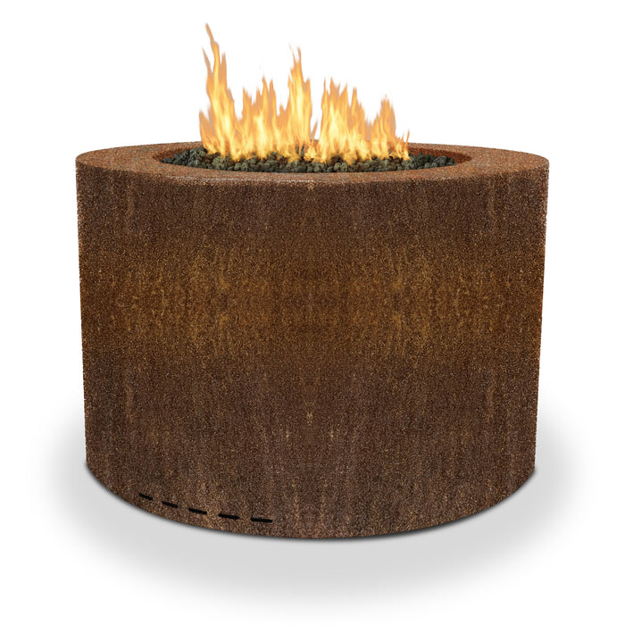 Starfire Designs Metal Gravity 45" Round Corten Steel Gas Fire Pit with Propane Tank Access Door