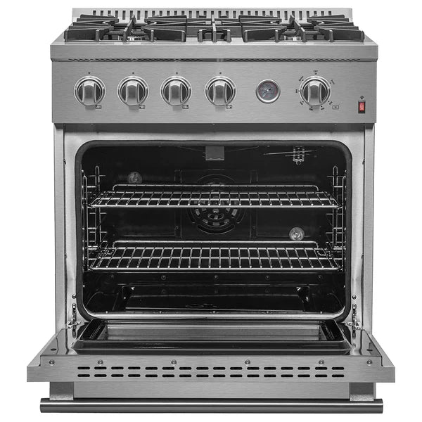 Forno Marco 30-inch Gas Range with 4 Burners and 4.32 Cu.ft. Convection Oven in Stainless Steel (FFSGS6277-30)