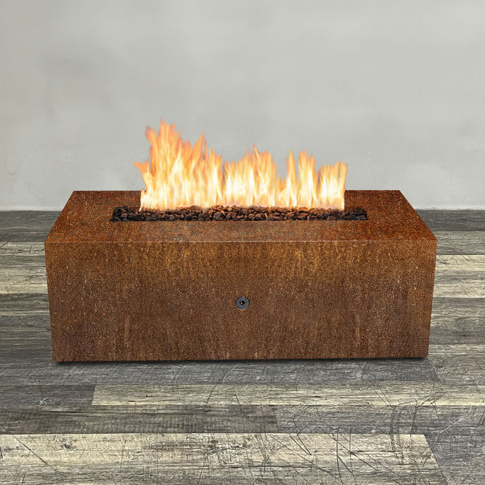 Starfire Designs Metal Gravity 60" x 24" Linear Corten Steel Gas Fire Pit with Propane Tank Access Door