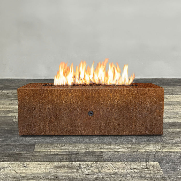 Starfire Designs Metal Gravity 60" x 24" Linear Corten Steel Gas Fire Pit with Propane Tank Access Door