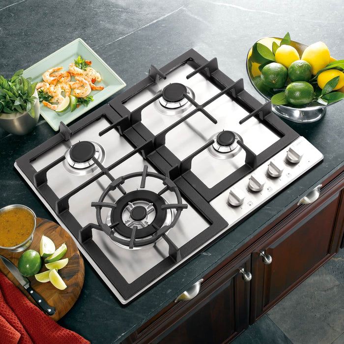 Cosmo 24-Inch Gas Cooktop with 4 Burners in Stainless Steel (COS-640STX-E)