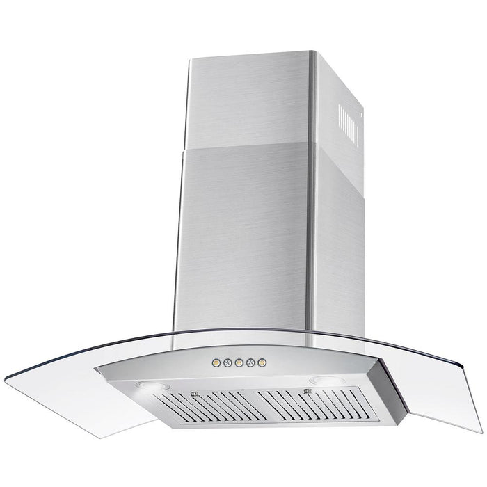 Cosmo 36-Inch 380 CFM Ducted Wall Mount Range Hood in Stainless Steel with Tempered Glass (COS-668WRC90)