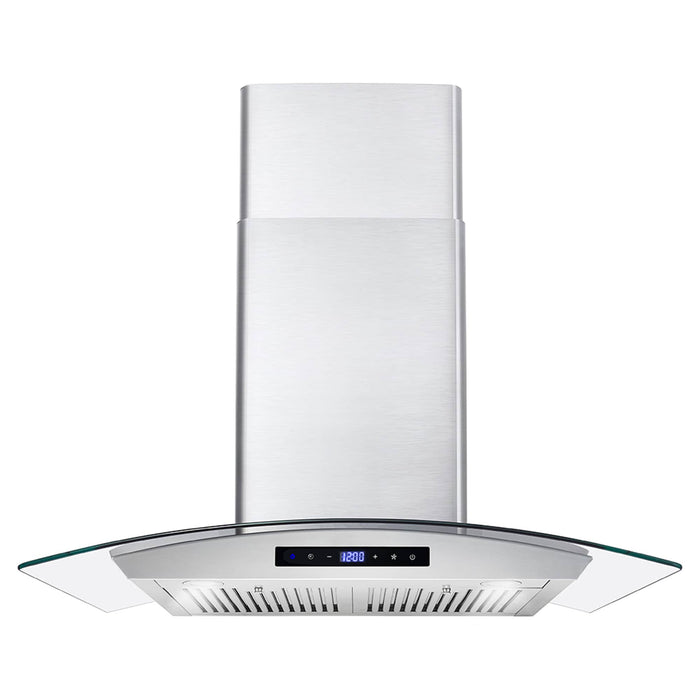 Cosmo 30-Inch 380 CFM Ducted Wall Mount Range Hood in Stainless Steel with Tempered Glass (COS-668WRCS75)