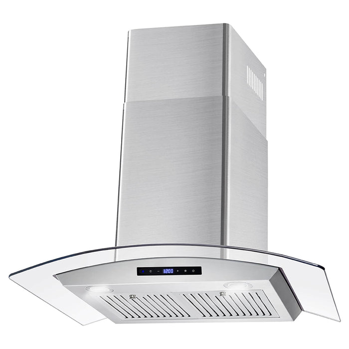 Cosmo 30-Inch 380 CFM Ducted Wall Mount Range Hood in Stainless Steel with Tempered Glass (COS-668WRCS75)