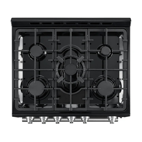 Forno Leonardo Espresso 30-Inch Gas Range in Black with Stainless Steel Handle (FFSGS1116-30BLK)