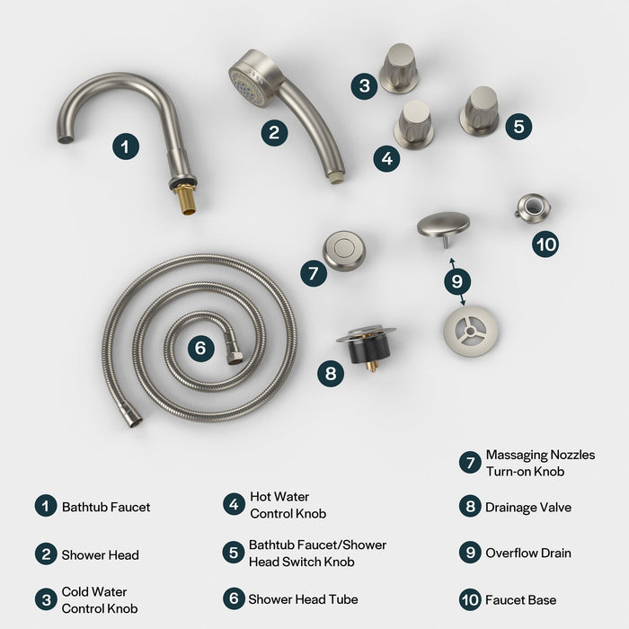 Empava Bathtub Faucet Fixtures For AIS Series Whirlpool Spa Tubs