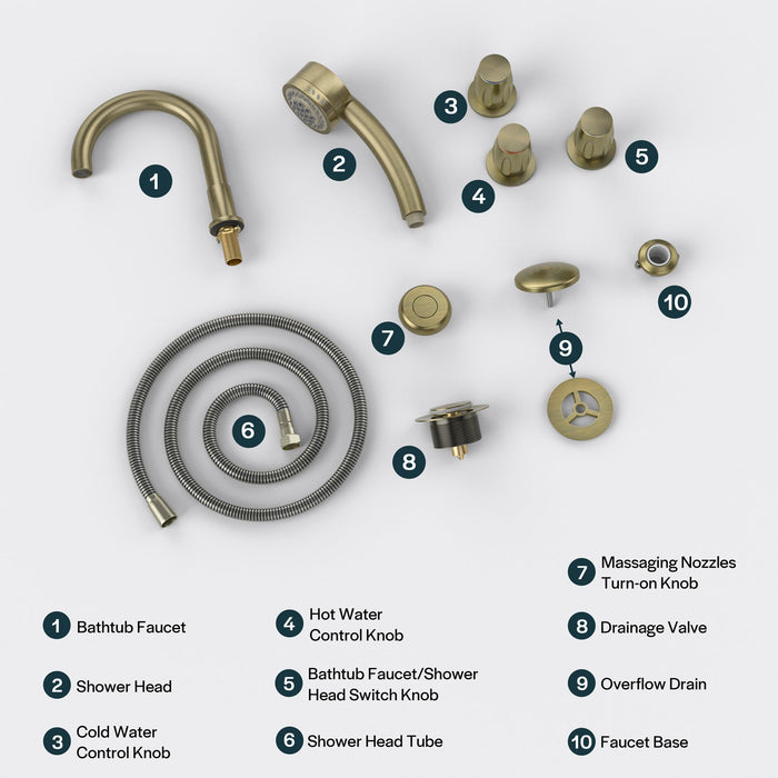 Empava Bathtub Faucet Fixtures For AIS Series Whirlpool Spa Tubs