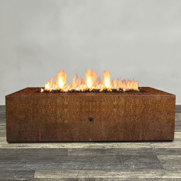 Starfire Designs Metal Gravity 72" x 38" Rectangle Corten Steel Gas Fire Pit with Propane Tank Access Door