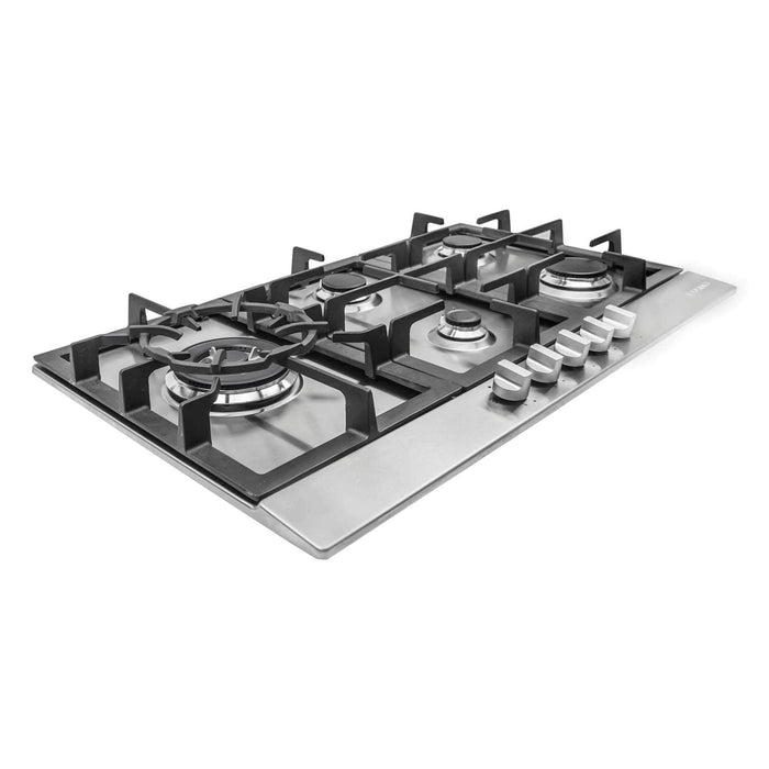 Cosmo 30-Inch Gas Cooktop with 5 Brass Burners in Stainless Steel (COS-850SLTX-E)