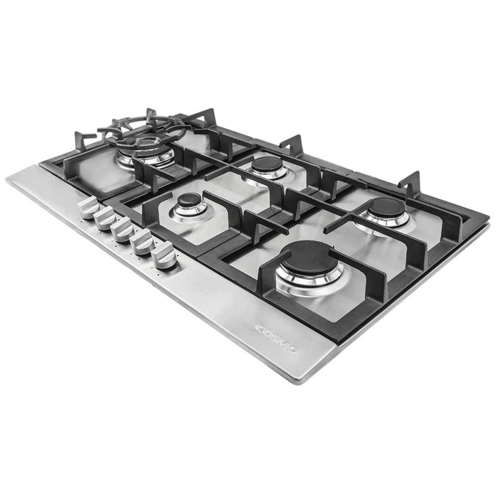 Cosmo 30-Inch Gas Cooktop with 5 Brass Burners in Stainless Steel (COS-850SLTX-E)