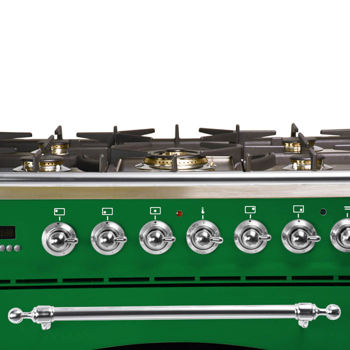 HALLMAN 30 in. Single Oven All Gas Italian Range, Chrome Trim in Emerald Green (HGR30CMGN)