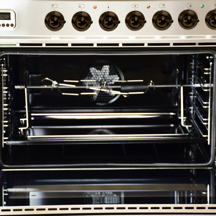 HALLMAN 36 in. Single Oven All Gas Italian Range, LP Gas, Bronze Trim in Stainless-steel (HGR36BZSSLP)