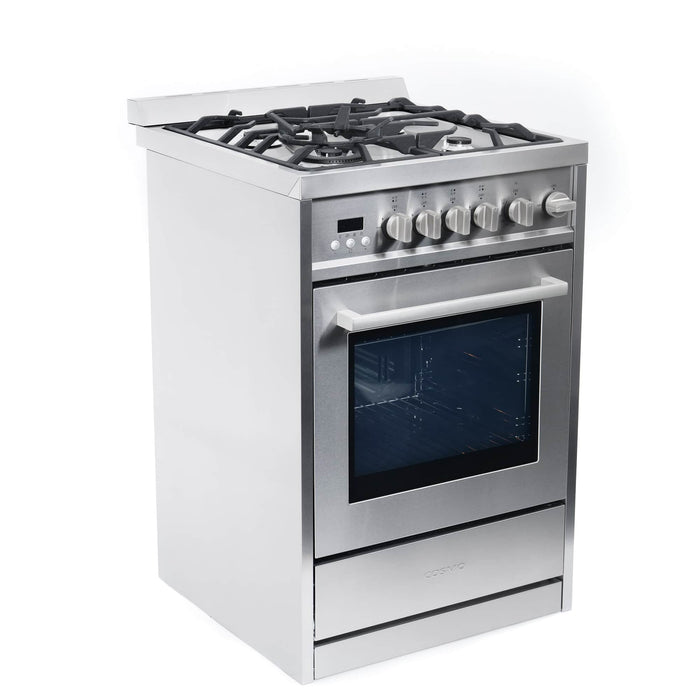 Cosmo 24-Inch 2.73 Cu. Ft. Single Oven Gas Range with 4 Burner Cooktop in Stainless Steel (COS-244AGC)