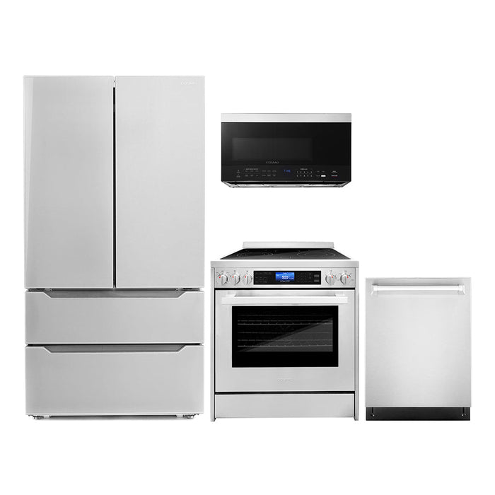 Cosmo 4-Piece Appliance Package - 30-Inch Single Oven Electric Range, Over-the-Range Microwave, Dishwasher, and Refrigerator in Stainless Steel (COS-4PKG-001)