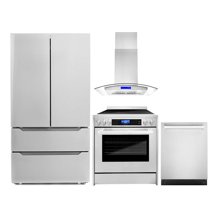 Cosmo 4 - Piece Appliance Package - 30-Inch Electric Range, Range Hood, Dishwasher, and Refrigerator (COS-4PKG-033)