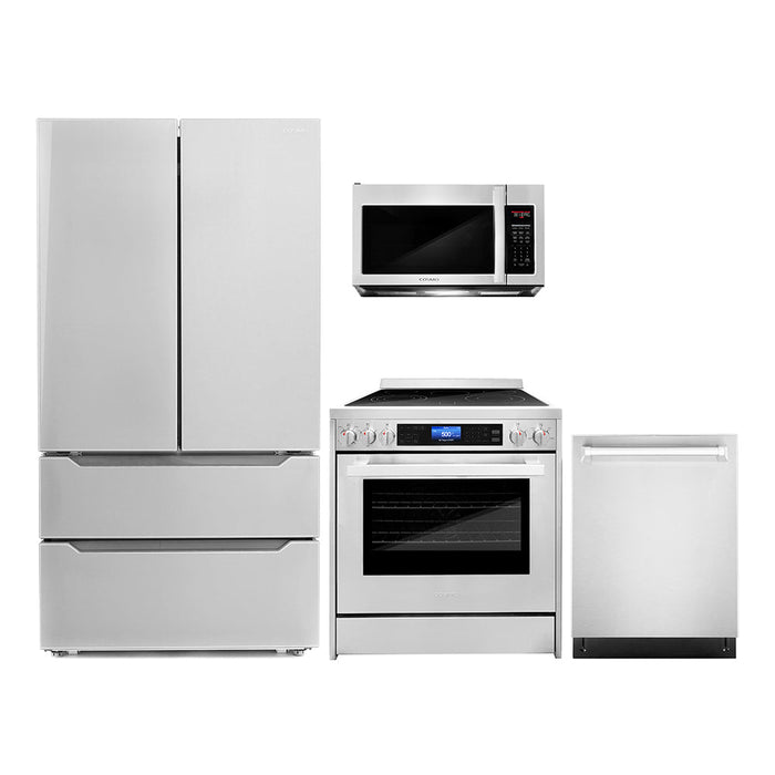 Cosmo 4-Piece Appliance Package - 30-Inch Single Oven Electric Range, Over-the-Range Microwave, Dishwasher, and Refrigerator in Stainless Steel (COS-4PKG-083)