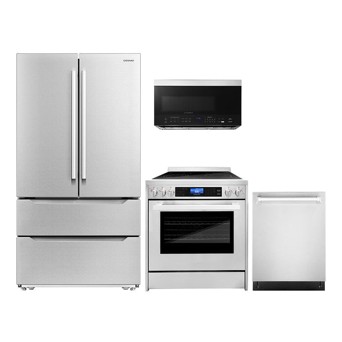 Cosmo 4-Piece Appliance Package - 30-Inch Single Oven Electric Range, Dishwasher, Refrigerator and Over-the-Range Microwave in Stainless Steel (COS-4PKG-146)