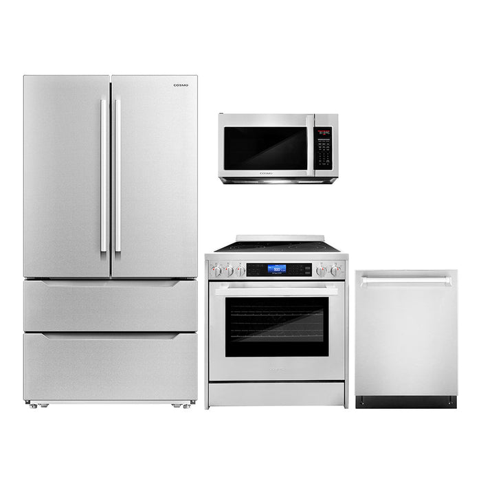 Cosmo 4-Piece Appliance Package - 30-Inch Single Oven Electric Range, Dishwasher, Refrigerator and Microwave Oven in Stainless Steel (COS-4PKG-227)