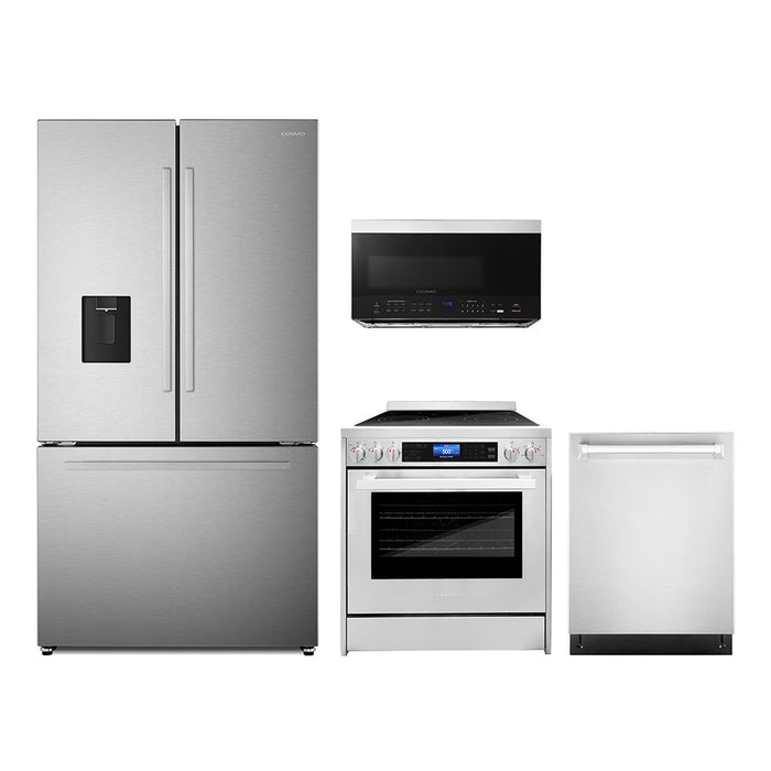 Cosmo 4-Piece Appliance Package - 30-Inch Electric , Dishwasher, Refrigerator with Water Dispenser and Over-the- Microwave in Stainless Steel (COS-4PKG-624)