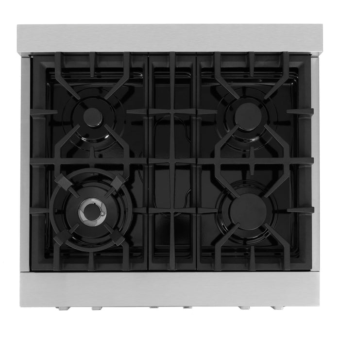 Cosmo 4-Piece Appliance Package - 30-Inch Dual Fuel Range, wall Mount Range Hood, Dishwasher and Refrigerator in Stainless Steel (COS-4PKG-044)