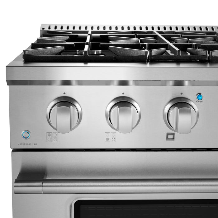 Cosmo 4-Piece Appliance Package - 30-Inch Gas Range, Wall Mount Range Hood, Dishwasher, and Refrigerator in Stainless Steel (COS-4PKG-008)