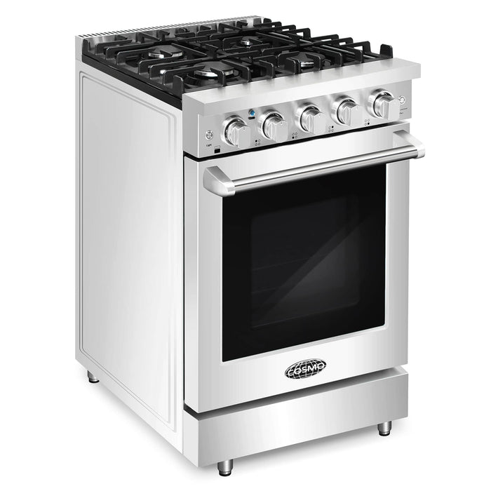 Cosmo 24-Inch Slide-In Freestanding Gas Range with 4 Sealed Burners in Stainless Steel (COS-EPGR244)