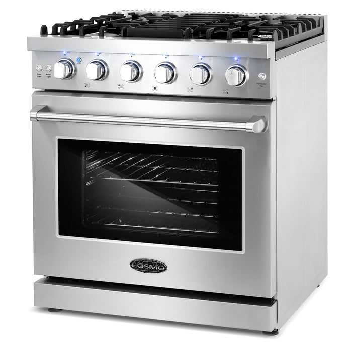 Cosmo 30 -Inch Slide-In Freestanding Gas Range with 5 Sealed Burners in Stainless Steel (COS-EPGR304)