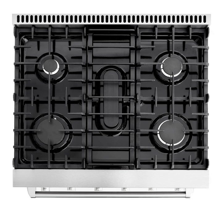 Cosmo 4-PIece Appliance Package - 30-Inch Gas Range, Wall Mount Range Hood, Dishwasher and Refrigerator in Stainless Steel (COS-4PKG-125)