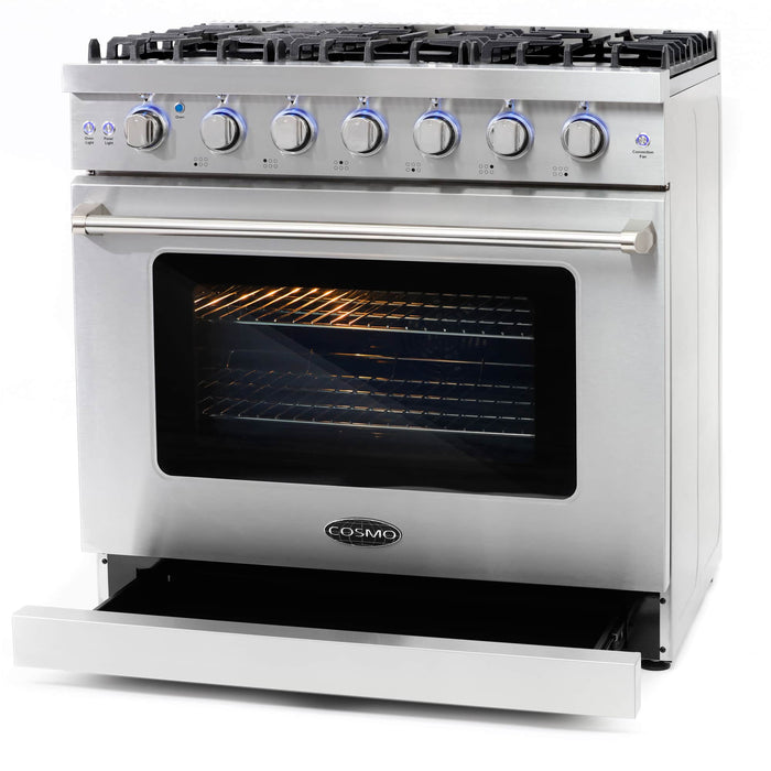 Cosmo 36-Inch 6.0 Cu. Ft. Gas Range in Stainless Steel (COS-EPGR366)