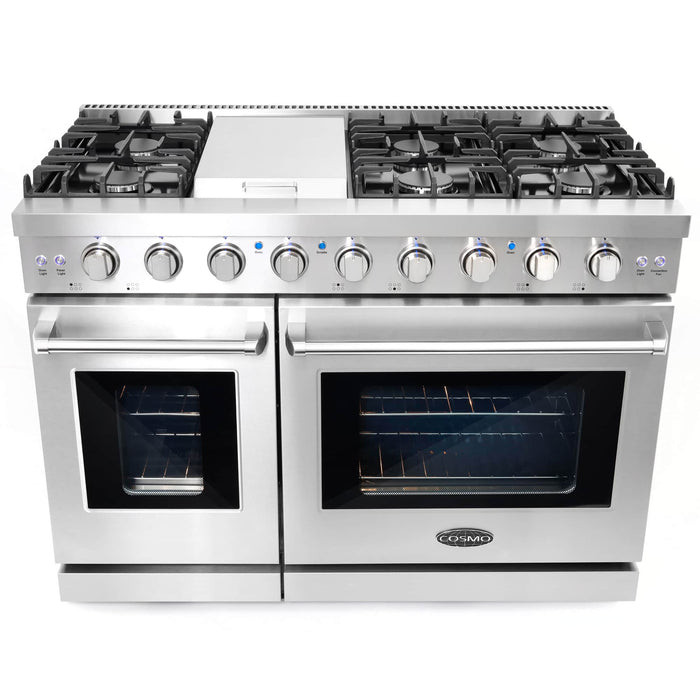 Cosmo 48-Inch 6.8 Cu. Ft. Double Oven Gas Range in Stainless Steel (COS-EPGR486G)