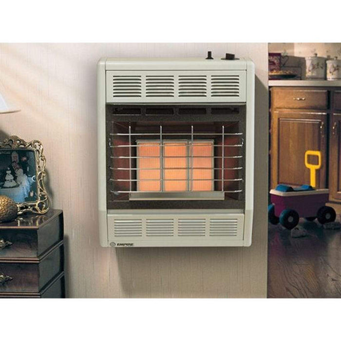 Empire 18" 18,000 BTU White Hydraulic Thermostat Control, Propane Gas Vent Free Infrared Heater