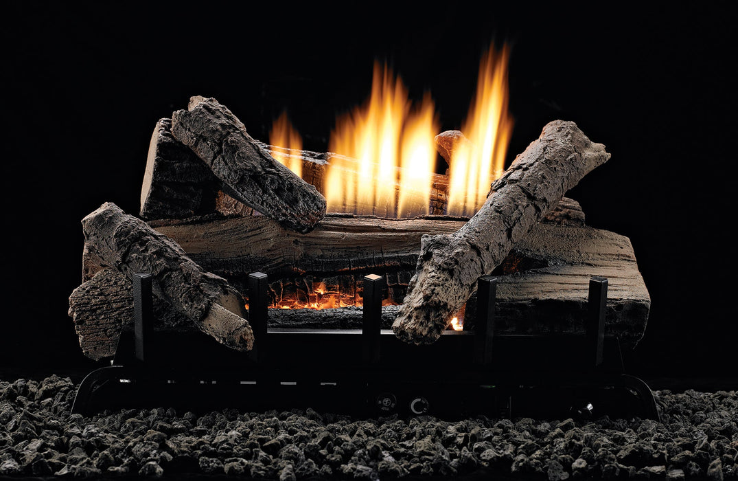 Empire 18" Whiskey River Refractory Log Set With Thermostat Control, Propane Gas Vent Free Contour Burner