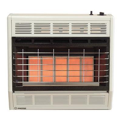 Empire 24" 30,000 BTU White Hydraulic Thermostat Control, Propane Gas Vent Free Infrared Heater