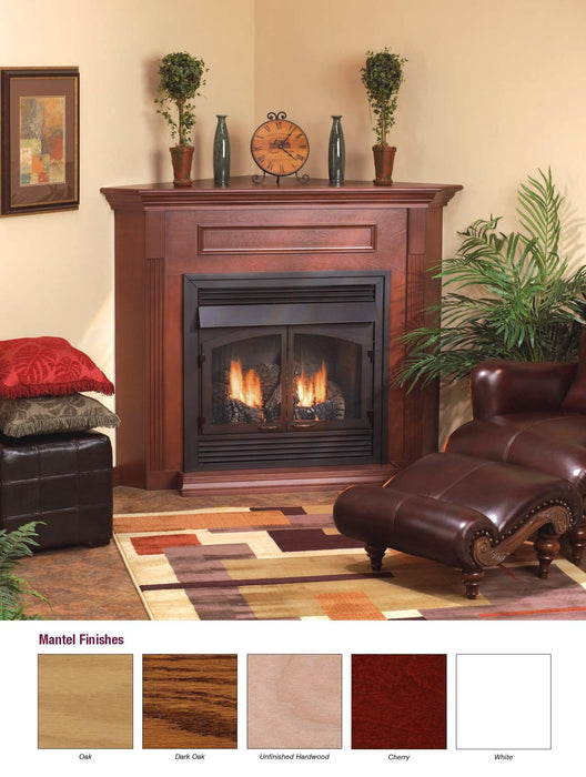 Empire 24" Corner Cabinet Mantel With Base in Cherry Finish