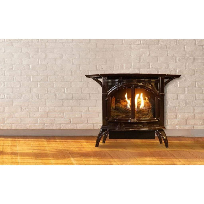 Empire Spirit 22" 10,000 BTU Porcelain Mahogany Finish Millivolt Control With On/Off Switch, Propane Gas Vent Free Cast Iron Small Stove