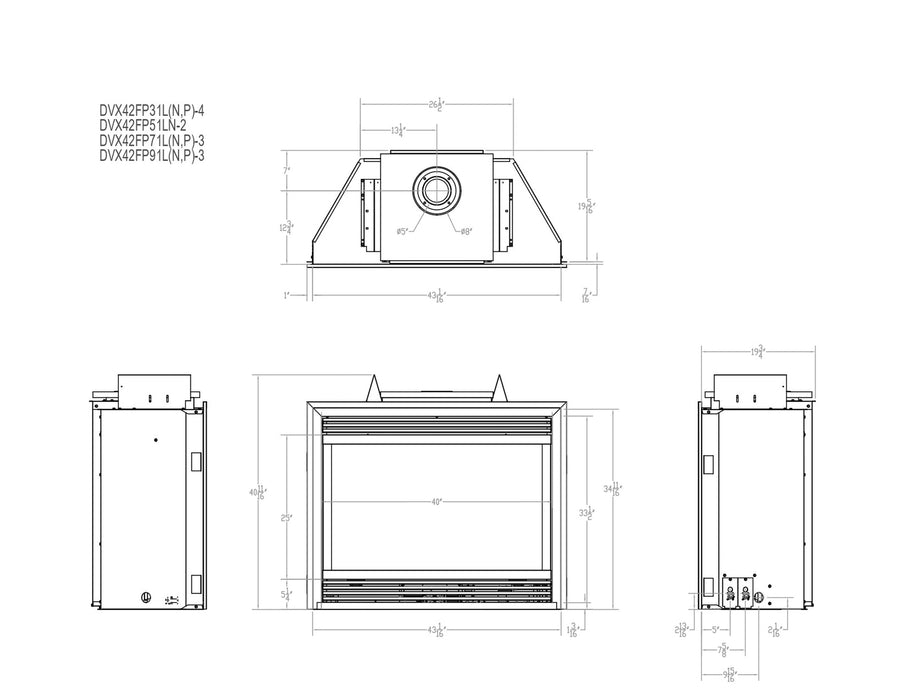 Empire Tahoe 42" Millivolt Control With On/Off Switch and Blower, Propane Gas Direct Vent Luxury Fireplace