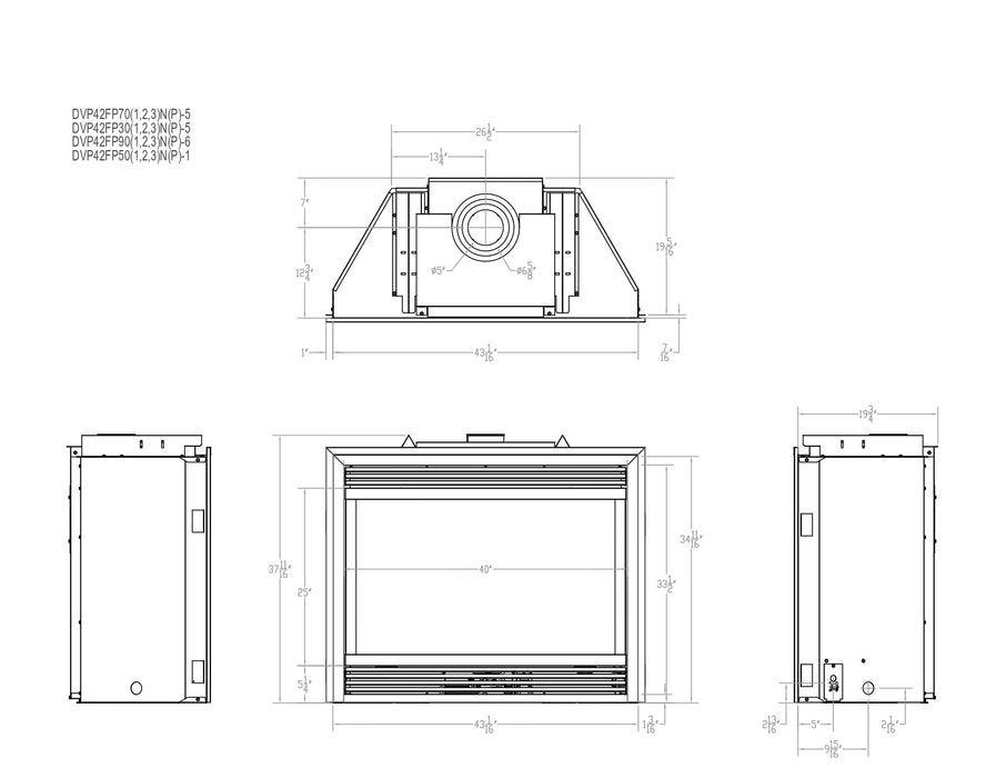 Empire Tahoe 42" Multi Function Control With Blower, Propane Gas Direct Vent Premium Fireplace