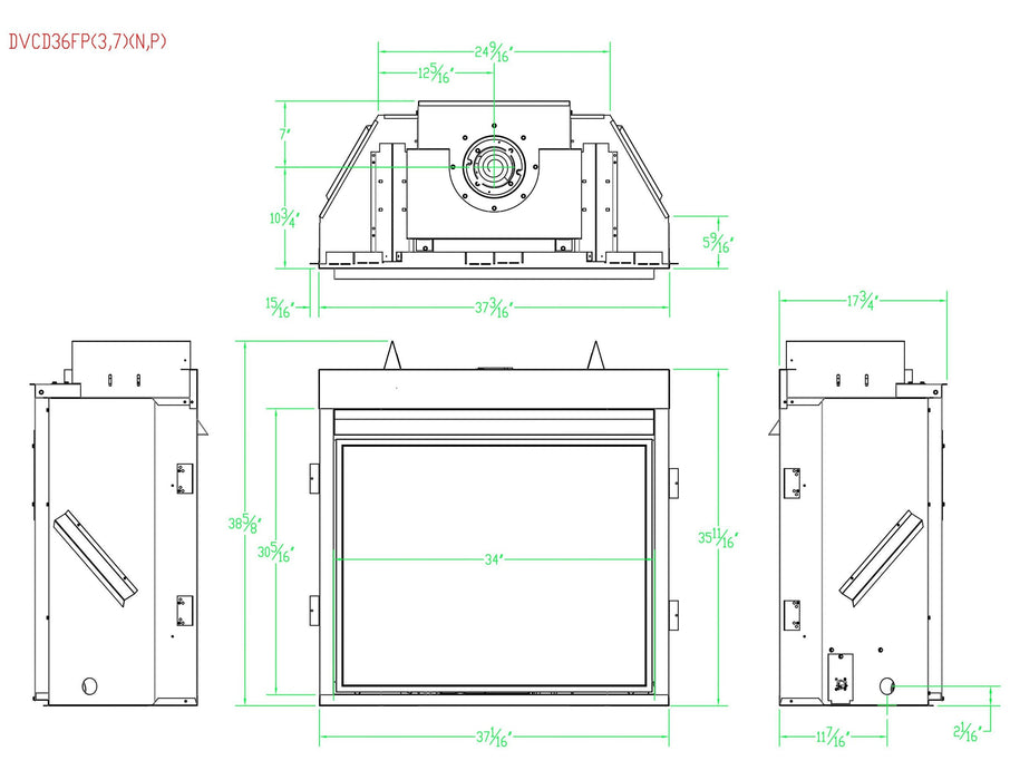 Empire Tahoe Clean Face 36" Intermittent Pilot Control With On/Off Switch, Propane Gas Direct Vent Deluxe Fireplace