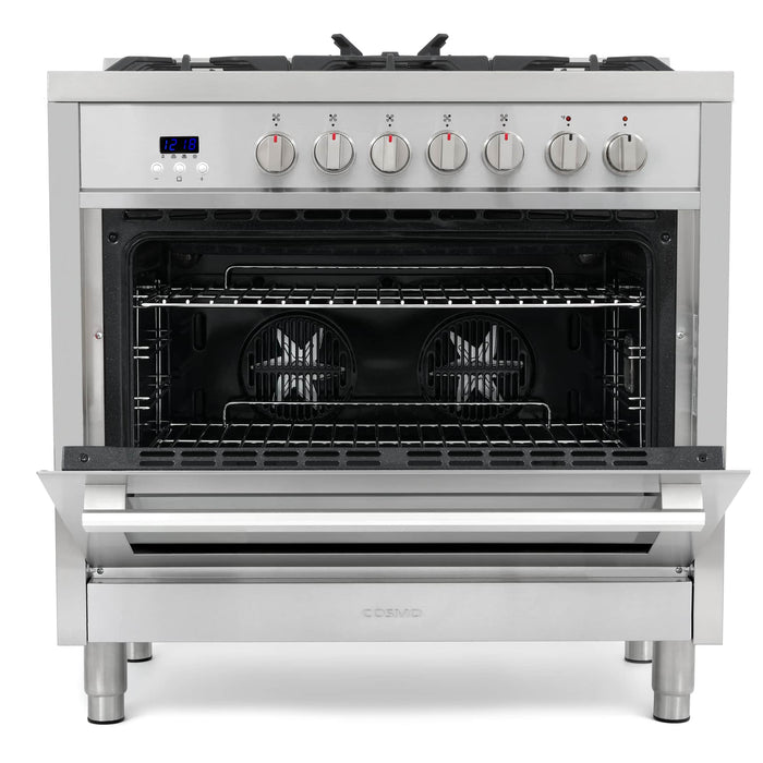 Cosmo 36-Inch 3.8 Cu. Ft. Single Oven Dual Fuel Range in Stainless Steel (COS-F965)