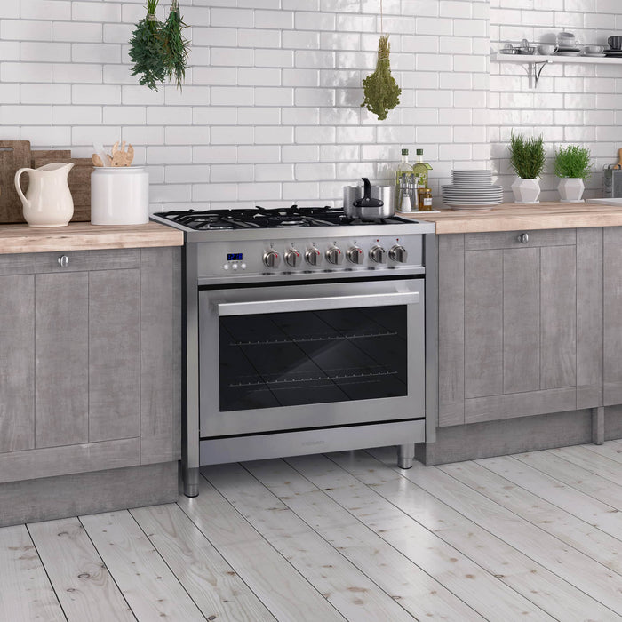 Cosmo 36-Inch 3.8 Cu. Ft. Single Oven Dual Fuel Range in Stainless Steel (COS-F965)