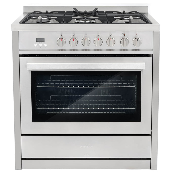 Cosmo 36-Inch 3.8 Cu. Ft. Single Oven Dual Fuel Range in Stainless Steel (COS-F965NF)