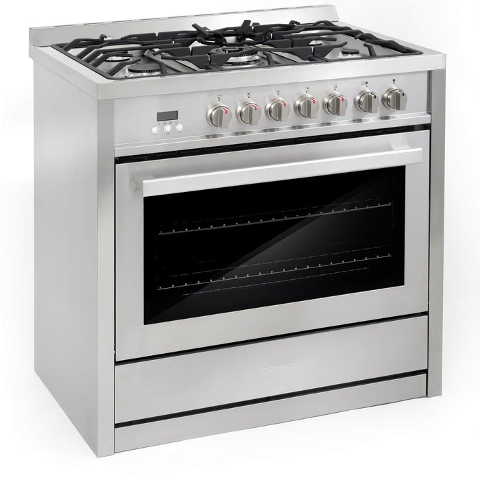 Cosmo 36-Inch 3.8 Cu. Ft. Single Oven Dual Fuel Range in Stainless Steel (COS-F965NF)