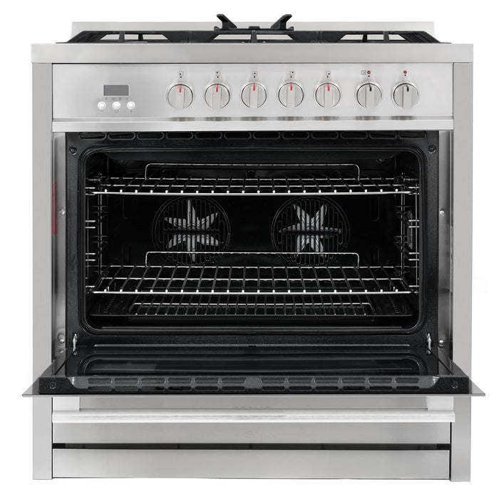 Cosmo 36-Inch 3.8 Cu. Ft. Single Oven Dual Fuel Range in Stainless Steel (COS-F965NF)